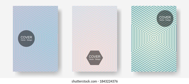 Brochure covers, posters, banners vector templates. Laconic nifty mockups. Halftone lines annual report templates. Minimalist geometry. Geometric graphic design for booklet brochure covers.