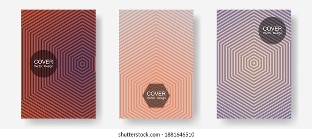 Brochure covers, posters, banners vector templates. Digital collection. Halftone lines annual report templates. Future mockups samples. Geometric graphic design for booklet brochure covers.