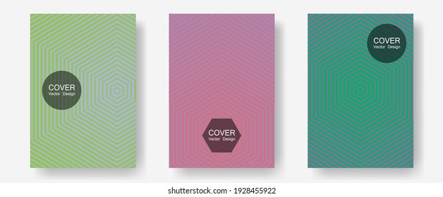 Portadas de folletos, afiches, banners de plantillas vectoriales. Anuncios musicales de álbumes. Plantillas de informes anuales de líneas de semitono. Folletos mínimos. Diseño gráfico geométrico para portadas de folletos.