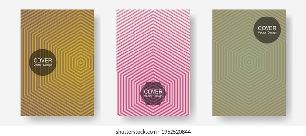 Portadas de folletos, afiches, banners de plantillas vectoriales. Elementos de identidad de marca. Plantillas de informes anuales de líneas de semitono. Marca moderna. Diseño gráfico geométrico para portadas de folletos.