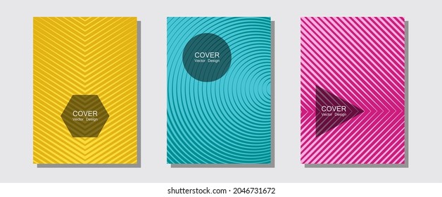 Broschüren, Plakate, Banner, Vektorvorlagen. Einfache Buchumschläge. Halftone beherrscht Musikplakathintergrund. Elegante Flickenteppiche. Geometrisches grafisches Design für Broschürenumschläge.