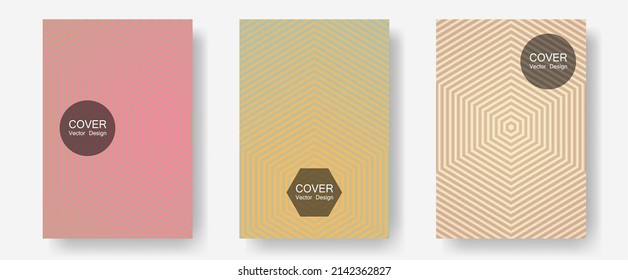 Brochure covers, posters, banners vector templates. Technicolor composition. Halftone lines annual report templates. Digital collection. Geometric graphic design for booklet brochure covers.