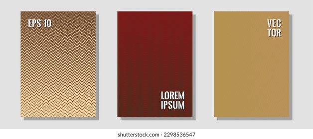 Brochure covers, posters, banners vector templates. Modern branding. Zigzag halftone lines wave stripes backdrops. Contemporary collection. Geometric graphic design for booklet brochure covers.