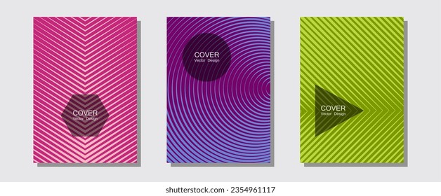 Broschüren, Plakate, Banner, Vektorvorlagen. Modernes Branding. Halftone beherrscht Musikplakathintergrund. Zukünftige Samples. Geometrisches grafisches Design für Broschürenumschläge.