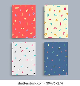 Brochure covers set. Light geometric patterns design. A4 format template for business,poster,cover etc.