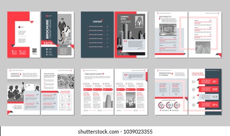 Brochure creative design. Multipurpose template with cover, back and inside pages. Trendy minimalist flat geometric design. Vertical a4 format. - Shutterstock ID 1039023355