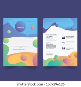 Brochure creative design. Multipurpose template with cover, back and inside pages. Trendy minimalist flat geometric design. Vertical a4 format
