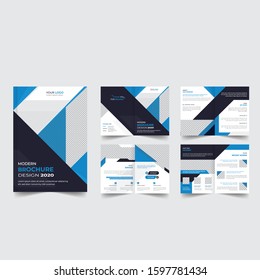 Brochure creative design. Multipurpose template with cover, back and inside pages. Trendy minimalist flat geometric design. Square format.