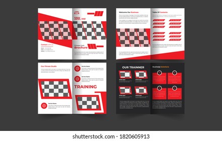 Brochure creative design. Multipurpose template with cover, back and inside pages. Trendy minimalist flat geometric design. Vertical a4 format.