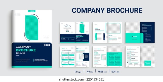 Diseño creativo de folleto. Plantilla multipropósito con portada, portada y páginas internas. Diseño geométrico plano y minimalista a la moda. Formato vertical a4.
