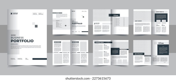 Brochure creative design. Multipurpose template with cover, back and inside pages. Trendy minimalist flat geometric design. Vertical a4 format. Company portfolio template