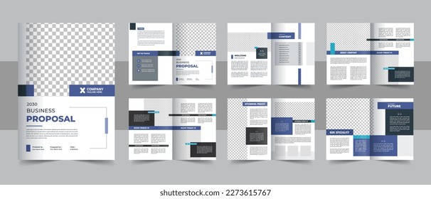 Brochure creative design. Multipurpose template with cover, back and inside pages. Trendy minimalist flat geometric design. Vertical a4 format. Company portfolio template vector
