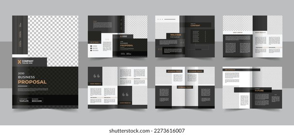 Brochure creative design. Multipurpose template with cover, back and inside pages. Trendy minimalist flat geometric design. Vertical a4 format. company portfolio template