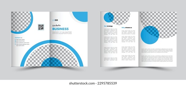 Brochure creative design. Multipurpose template with cover, back and inside pages. Trendy minimalist flat geometric design. Vertical a4 format.