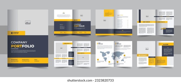 Brochure creative design. Multipurpose template, include cover, back and inside pages. Trendy minimalist flat geometric design. Vertical a4 format