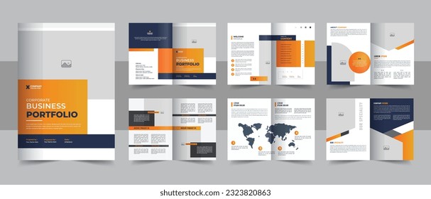 Brochure creative design. Multipurpose template with cover, back and inside pages. Trendy minimalist flat geometric design