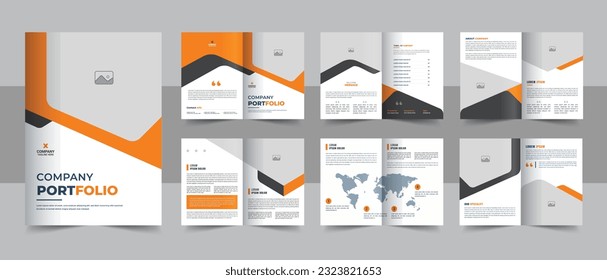 Brochure creative design. Multipurpose template with cover, back and inside pages. Trendy minimalist flat geometric design
