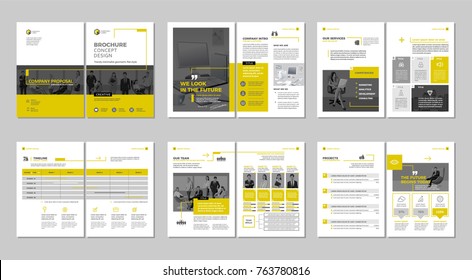 Brochure creative design. Multipurpose template with cover, back and inside pages. Trendy minimalist flat geometric design. Vertical a4 format. - Shutterstock ID 763780816
