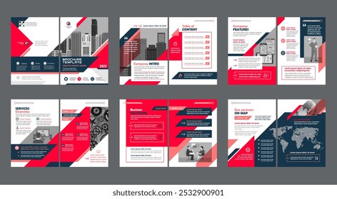 Brochure creative design. Multipurpose universal template, include cover, back and inside pages. Trendy minimalist flat geometric design. Vertical a4 format.