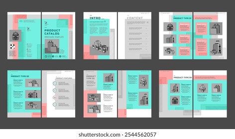 Brochure creative design. Multipurpose universal template, include cover, back and inside pages. Trendy minimalist flat geometric design. Vertical a4 format.