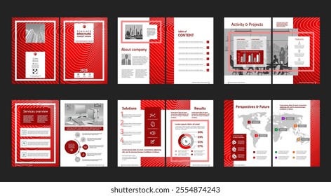 Brochure creative design. Multipurpose universal template, include cover, back and inside pages. Trendy minimalist flat geometric design. Vertical book a4 format.