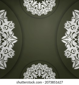 Brochure in dark green color with Greek white pattern for your congratulations.