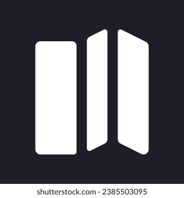 Brochure dark mode glyph ui icon. Hotel service promotion. Business. User interface design. White silhouette symbol on black space. Solid pictogram for web, mobile. Vector isolated illustration