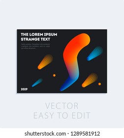 Brochure with dark neon style, creative design of catalog cover, flyer in A4 with colourful geometric shapes for night club, promotion, advertisement, event, fun. Black background.