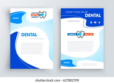 Brochure dental stomatology design template cover flyer size A4 tooth symbol