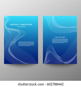 Brochure design a4. Abstract composition. Information banner. A set of page. Modern vector page. Ad flange. Abstract wave element for design. Blue.