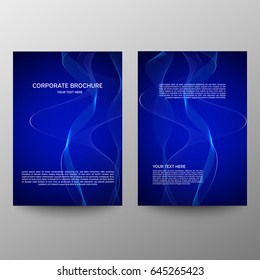 Brochure design a4. Abstract composition. Information banner. A set of page. Modern vector page. Ad flange. Abstract wave element for design. Blue.