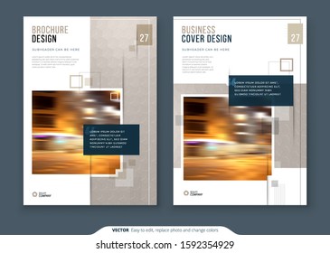 Brochure Design. A4 Cover Template for Brochure, Report, Catalog, Magazine. Layout with Bright Color Shapes and Abstract Photo on Background. Modern Brochure concept