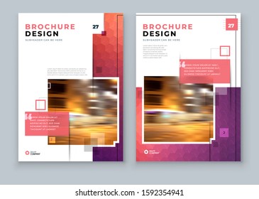 Brochure Design. A4 Cover Template for Brochure, Report, Catalog, Magazine. Layout with Bright Color Shapes and Abstract Photo on Background. Modern Brochure concept