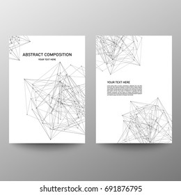 Brochure design a4. Information banner. A set of page. Abstract geometric background with connected lines and dots. Business, science, medicine and technology design. Modern vector page. 