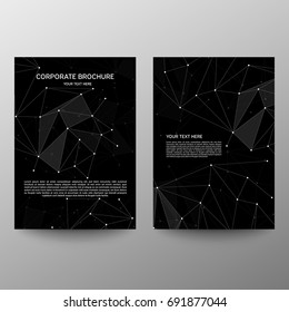 Brochure design a4. Information banner. A set of page. Abstract geometric background with connected lines and dots. Business, science, medicine and technology design. Modern vector page.