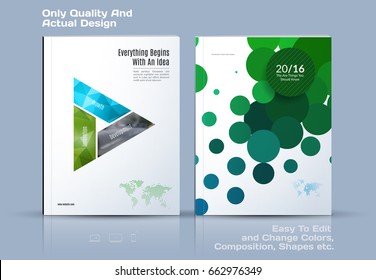 Brochure design, abstract annual report, business vector template.