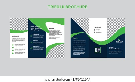 Brochure design, business brochure template, creative tri-fold, trend brochure ribbon