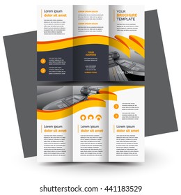 Brochure design, business brochure template, creative tri-fold, trend brochure ribbon