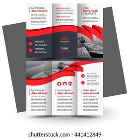 Brochure design, business brochure template, creative tri-fold, trend brochure ribbon