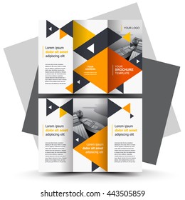 Brochure design, business brochure template, creative tri-fold, trend brochure triangles yellow