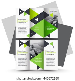 Brochure design, business brochure template, creative tri-fold, trend brochure triangles green