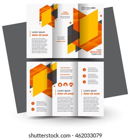 Brochure design, business brochure template, creative tri-fold, trend brochure geometric yellow color