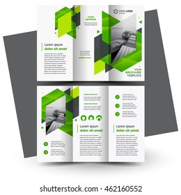 Brochure design, business brochure template, creative tri-fold, trend brochure geometric green color