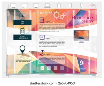 Brochure design. Colorful abstract vector backgrounds. Polygonal texture