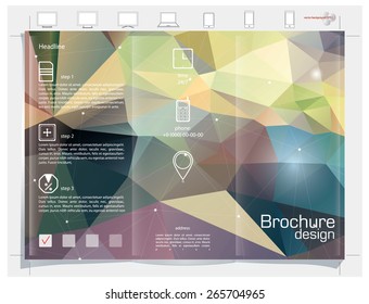 Brochure design. Colorful abstract vector backgrounds. Polygonal texture