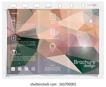 Brochure design. Colorful abstract vector backgrounds. Polygonal texture