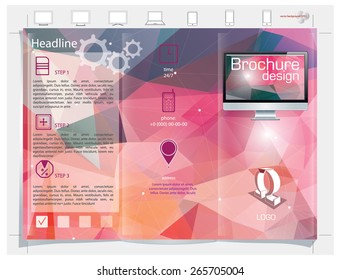 Brochure design. Colorful abstract vector backgrounds. Polygonal texture