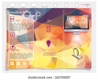 Brochure design. Colorful abstract vector backgrounds. Polygonal texture