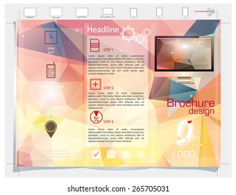 Brochure design. Colorful abstract vector backgrounds. Polygonal texture