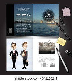 Brochure design concept-business finance-business man character